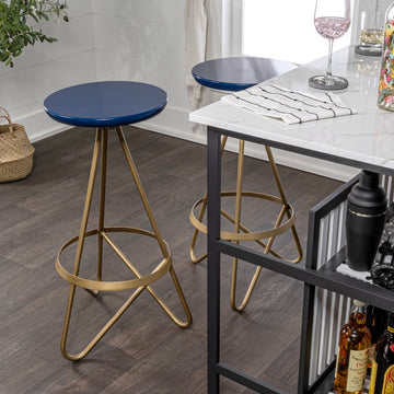 Spiroa 30" Modern Industrial Metal Backless Circular Bar Stool - JONATHAN Y
